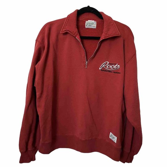 Roots Other - Vintage Roots Sporting Goods Red ¼ Zip Sweatshirt Logo Embroidered Medium